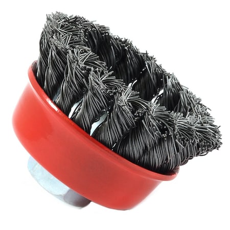 Forney Cup Brush, Knotted, 2-3/4 in x .020 in x 5/8 in-11 Arbor 72757